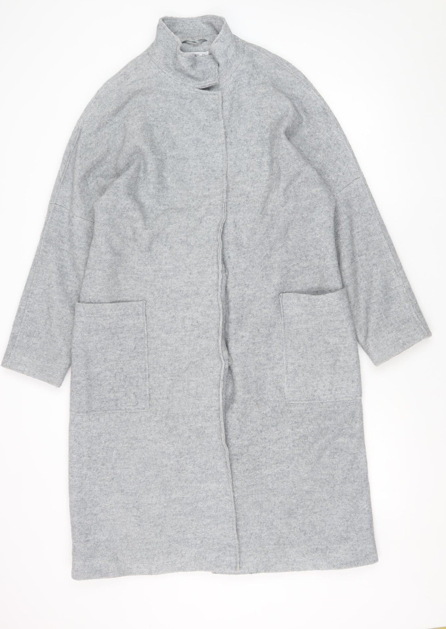 Gallery Women's Grey Wool Viscose Long Overcoat Size M