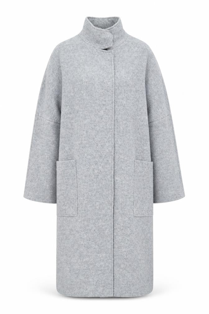 Gallery Women's Grey Wool Viscose Long Overcoat Size M