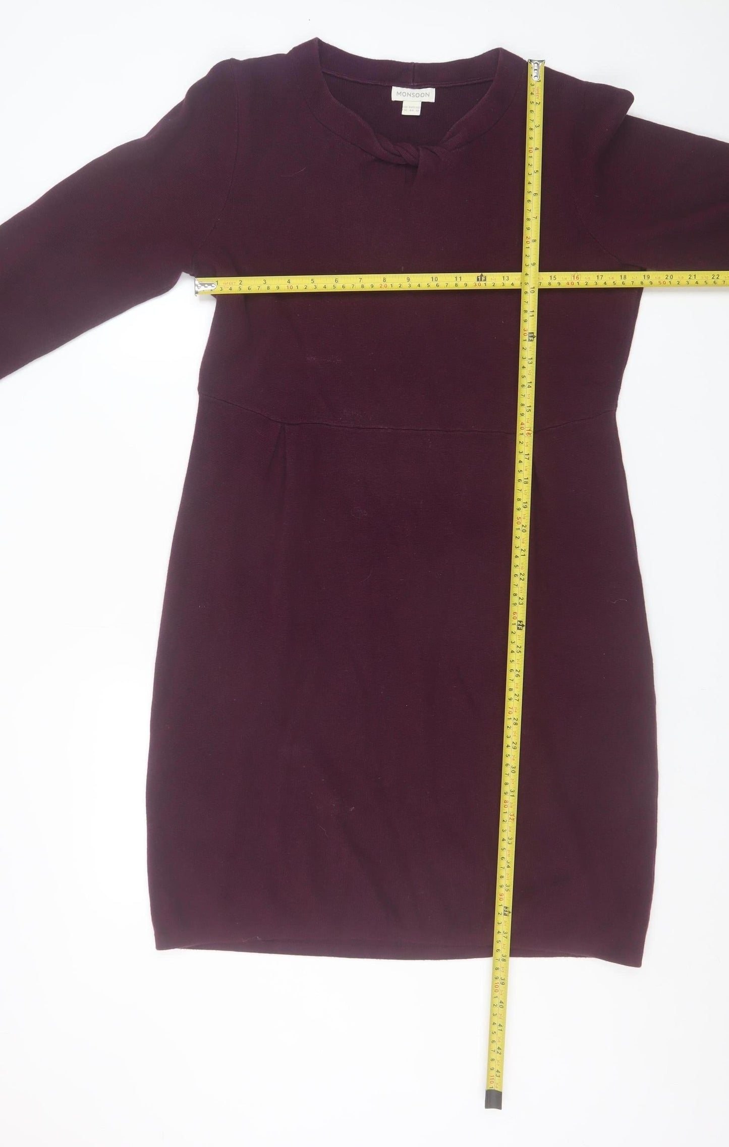 Monsoon Women Purple 3/4 Sleeve Shift Knit Dress Size 16