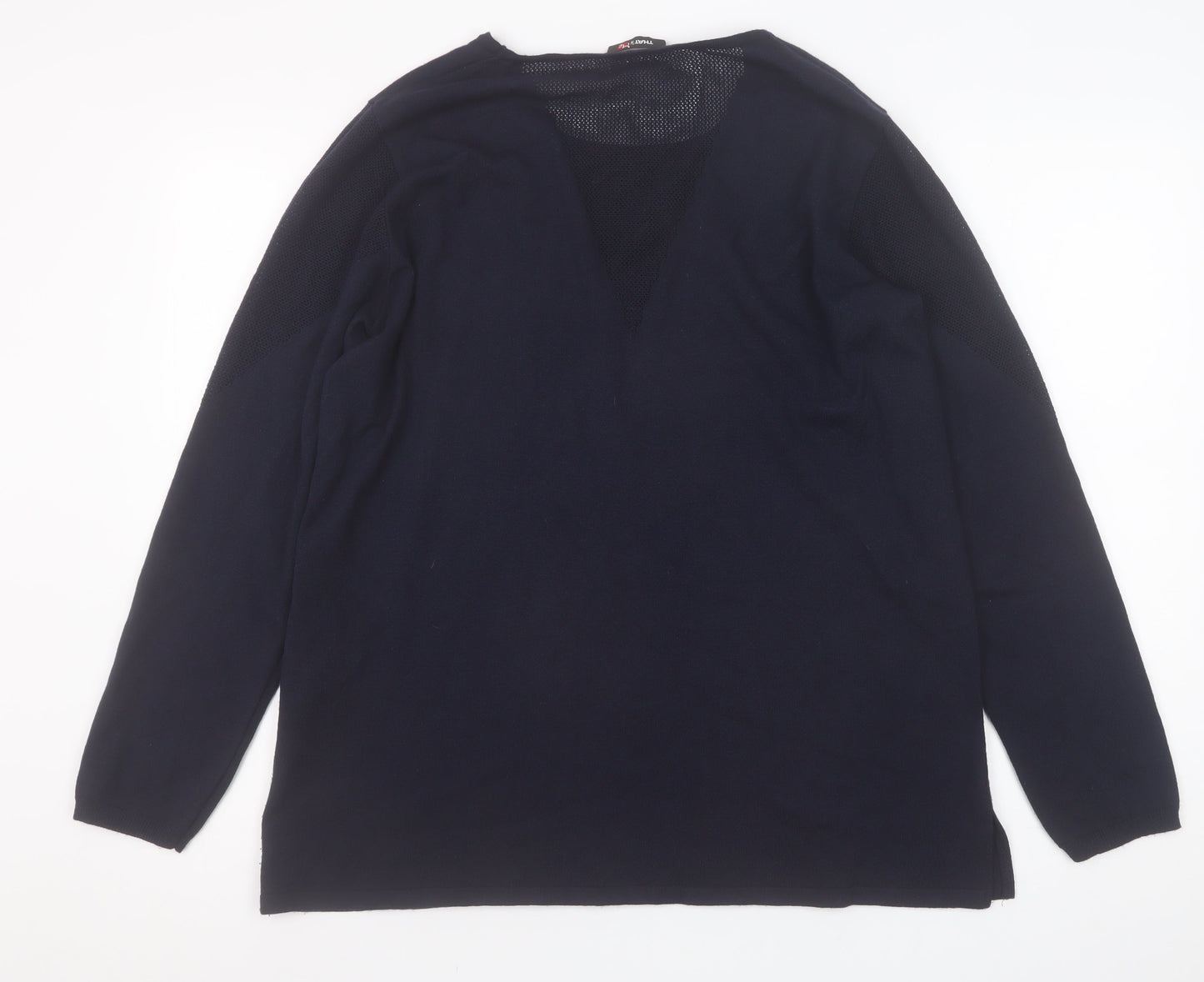 That's Me Women's Black V-Neck Long Sleeve Pullover Jumper Size 16