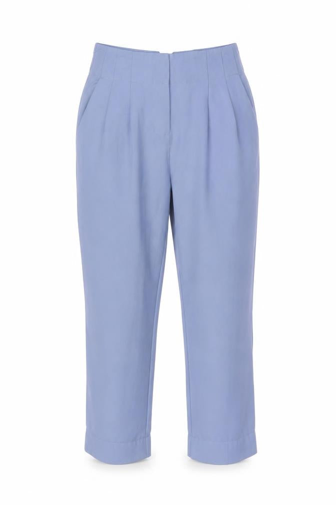 Y.A.S Womens Blue High Rise Pleated Tapered Trousers Size M