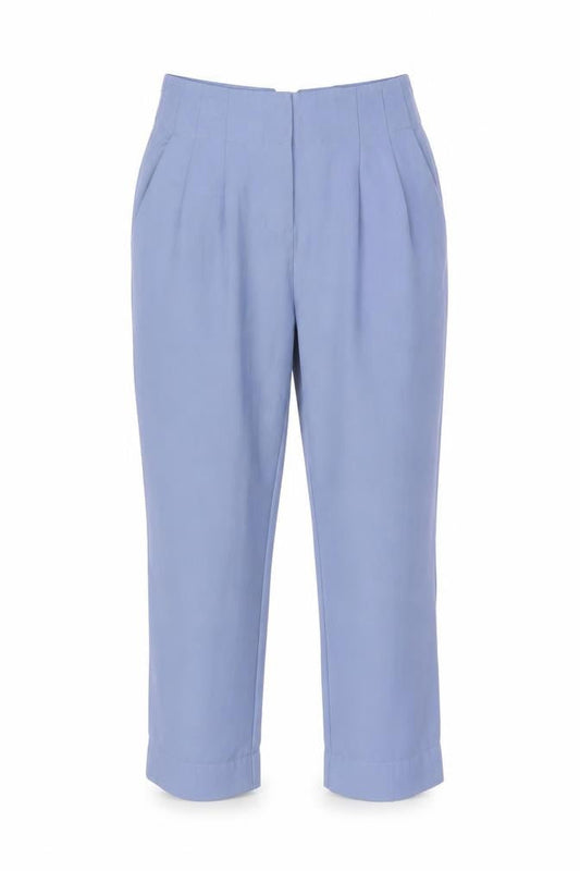 Y.A.S Womens Blue High Rise Pleated Tapered Trousers Size M