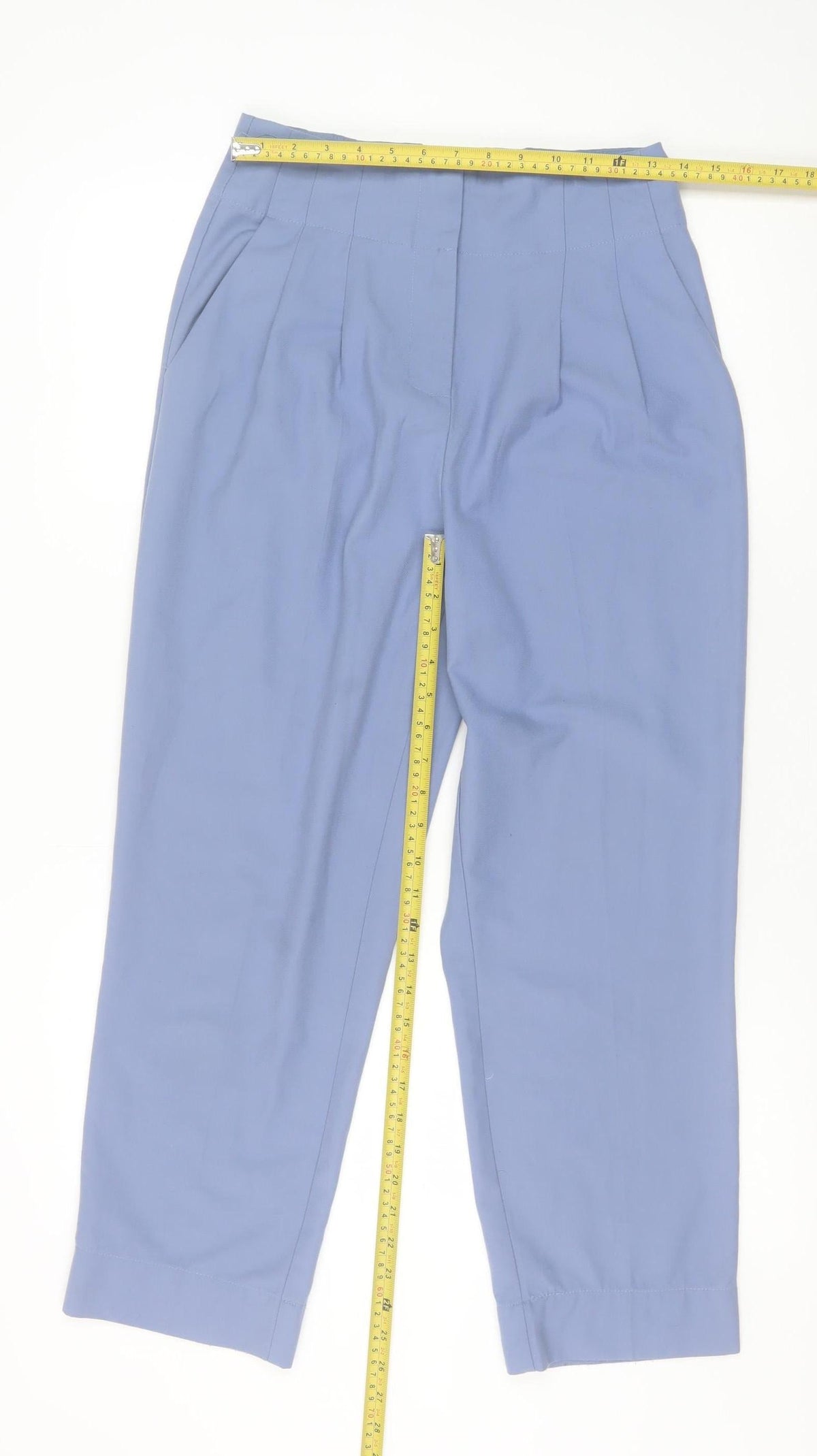 Y.A.S Womens Blue High Rise Pleated Tapered Trousers Size M