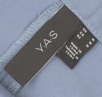 Y.A.S Womens Blue High Rise Pleated Tapered Trousers Size M