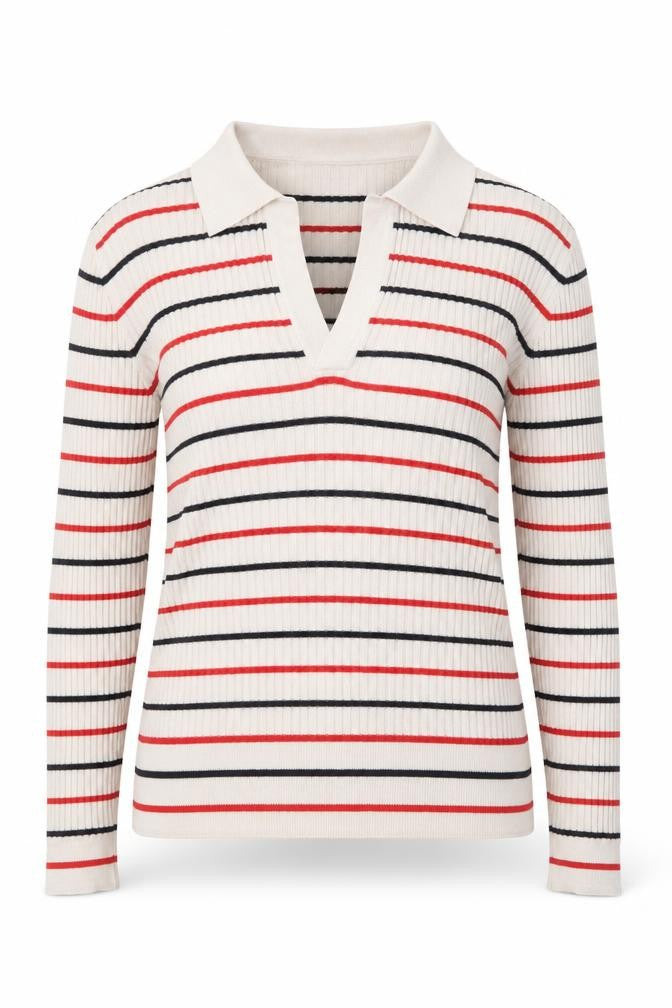 Marks & Spencer Women’s Ivory Striped Collared Knit Jumper Size 10