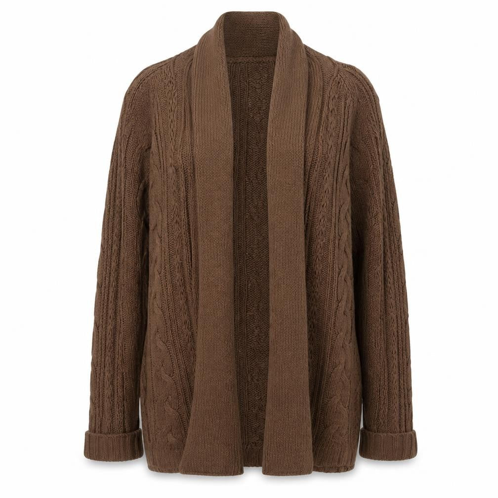 Zara Knit Women Brown Cable-Knit Cardigan Size S Long Sleeve