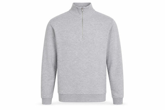 Front view of ASOS Men's Grey 1/4 Zip Sweatshirt Medium Regular Fit