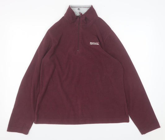Regatta Women Burgundy 1/4 Zip Fleece Sweatshirt UK 12 Polyester