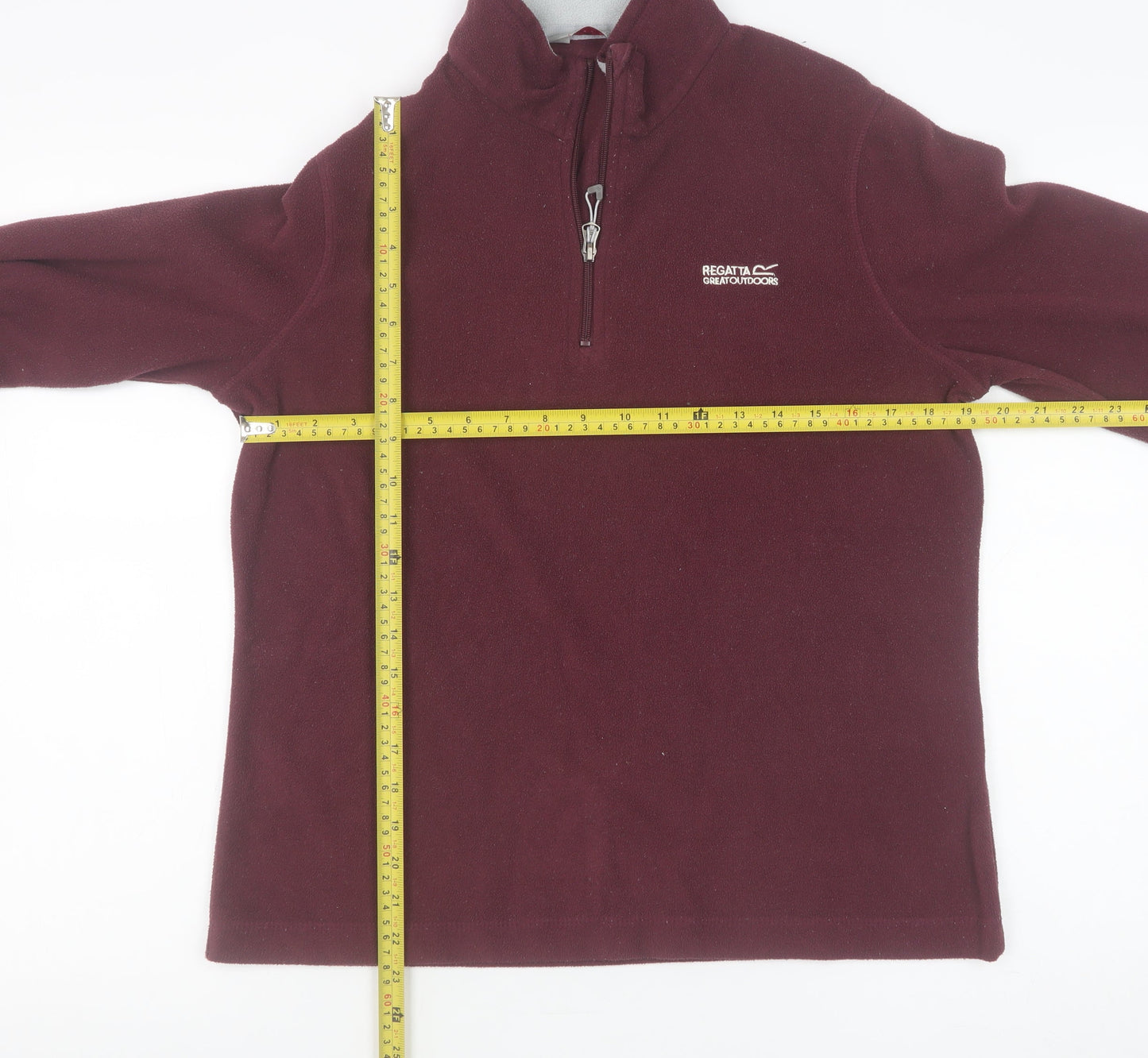 Regatta Women Burgundy 1/4 Zip Fleece Sweatshirt UK 12 Polyester