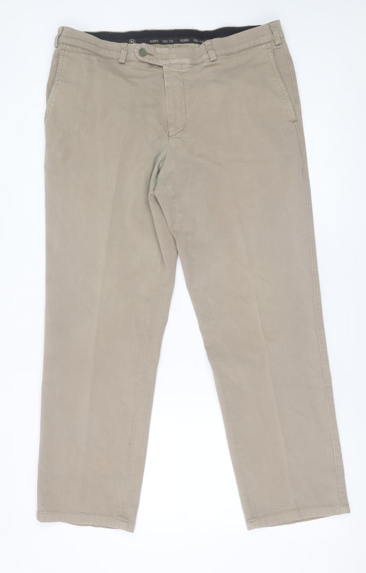 Robbie Men's Beige Chino Trousers 36 S Cotton Stretch Straight Fit