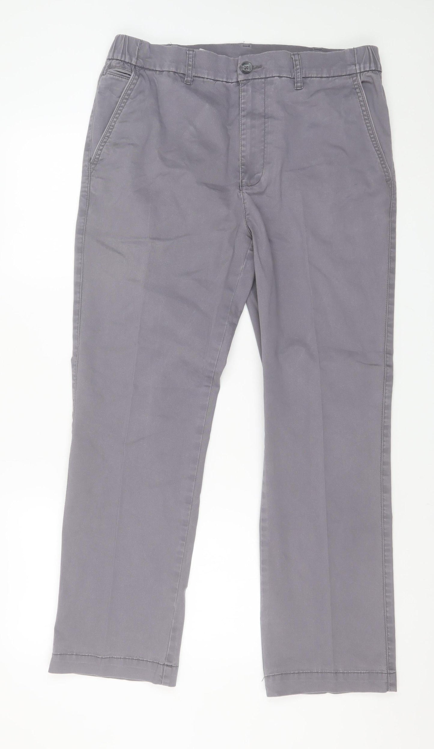 Dunnes Stores Men's Grey Chino Trousers Size 34 Regular Fit