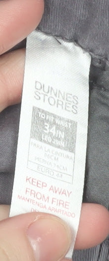 Dunnes Stores Men's Grey Chino Trousers Size 34 Regular Fit