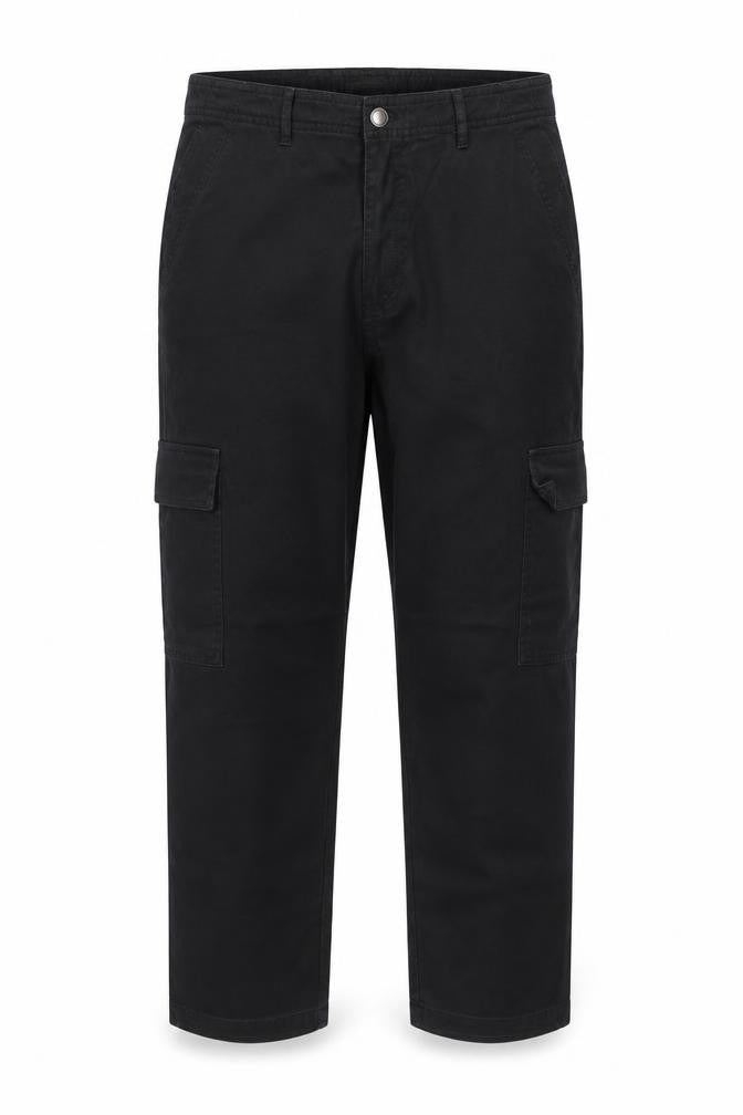Dunnes Mens Black Cargo Trousers Size 18 Regular Cotton Straight Leg