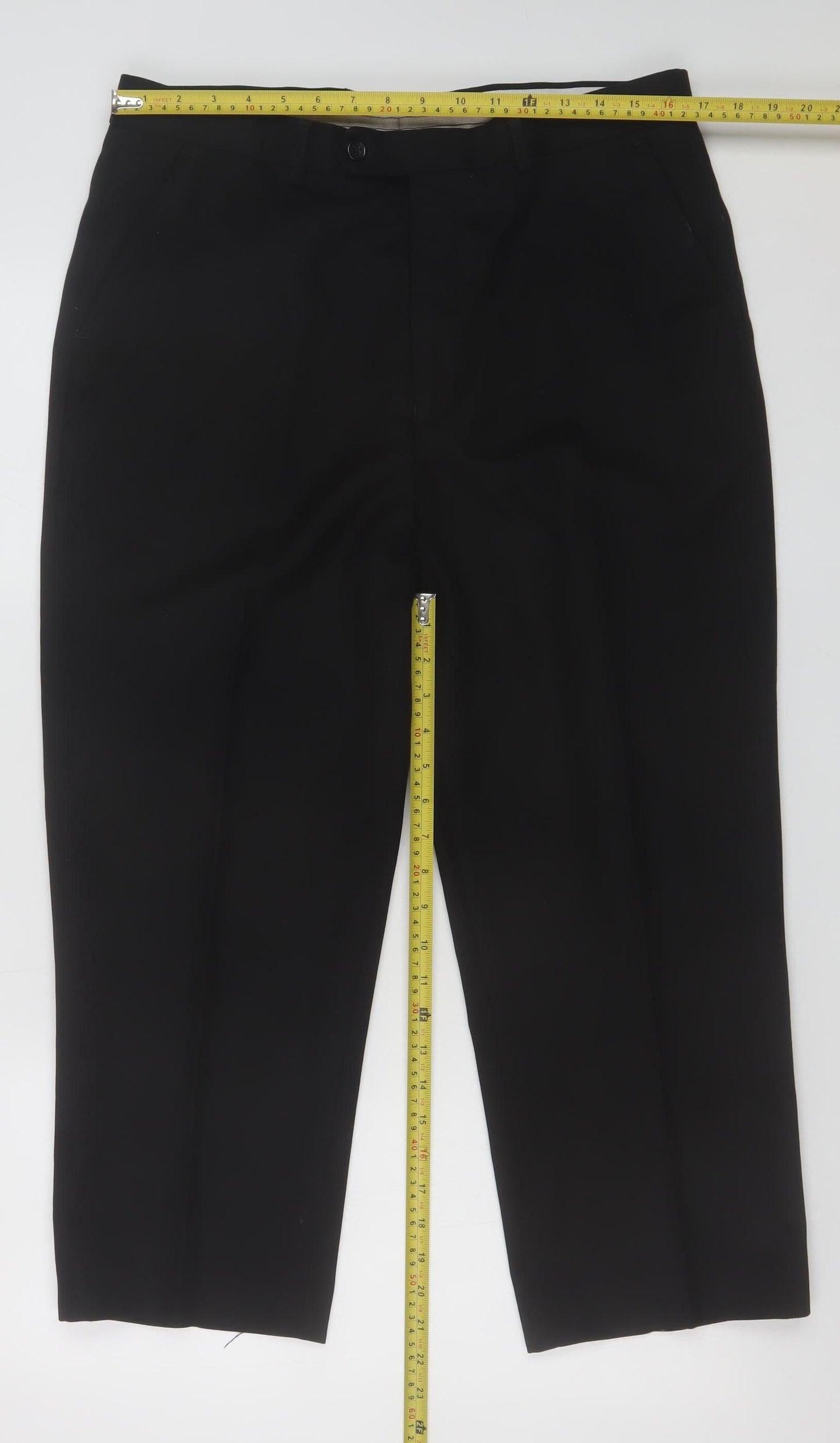 Princeton Men's Black 36S Regular Fit Dress Trousers