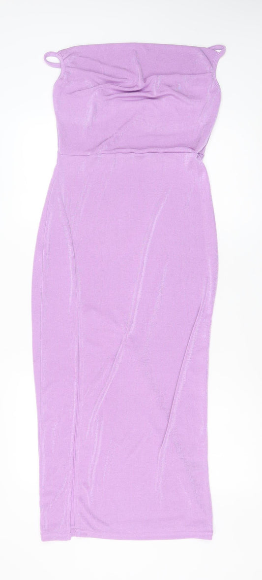 Cider Women’s Purple Bodycon Midi Dress Sleeveless Scoop Neck M