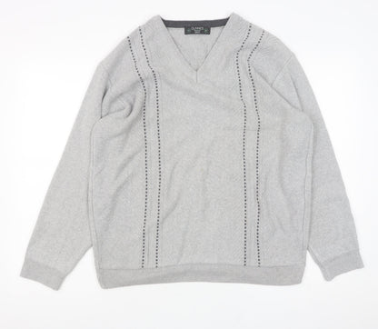 Additional front view of Dunnes men’s grey medium v-neck cotton blend jumper