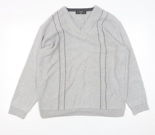 Dunnes Mens Grey Medium V-Neck Cotton Blend Jumper