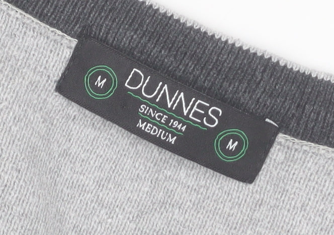 Dunnes Mens Grey Medium V-Neck Cotton Blend Jumper