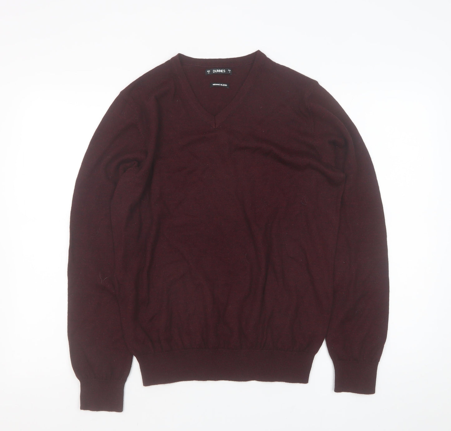 Dunnes Men’s Wine Merino Blend V-Neck Jumper Medium