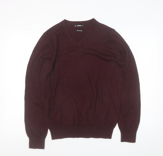 Dunnes Men’s Wine Merino Blend V-Neck Jumper Medium