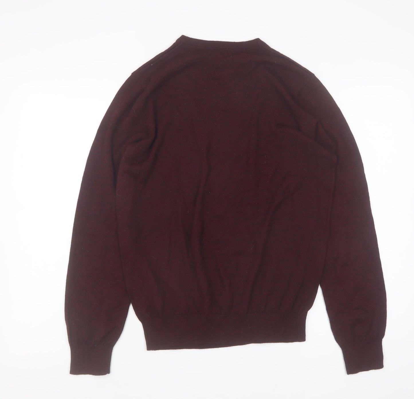 Dunnes Men’s Wine Merino Blend V-Neck Jumper Medium