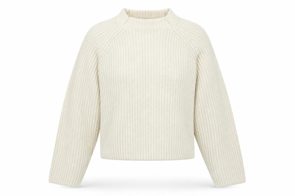 Love Tree Women Ivory Chunky-Knit High Neck Pullover Jumper M