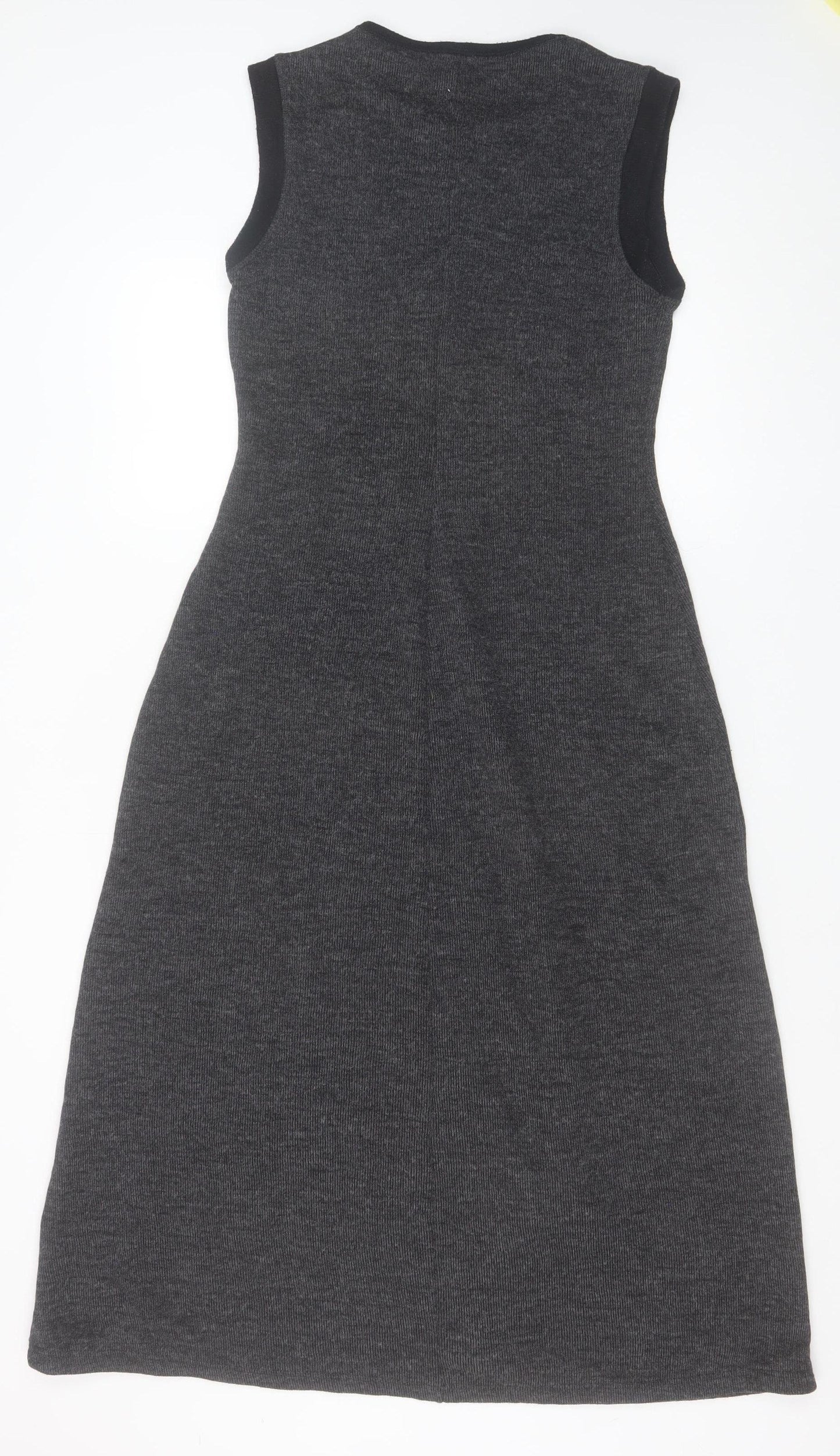 Primark Women Grey Sleeveless A-Line Knit Dress Size S
