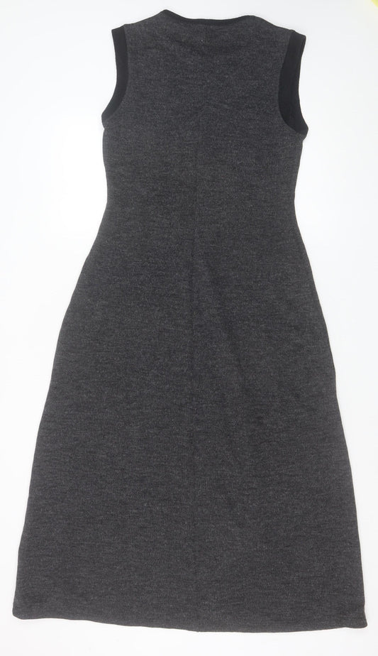 Primark Women Grey Sleeveless A-Line Knit Dress Size S