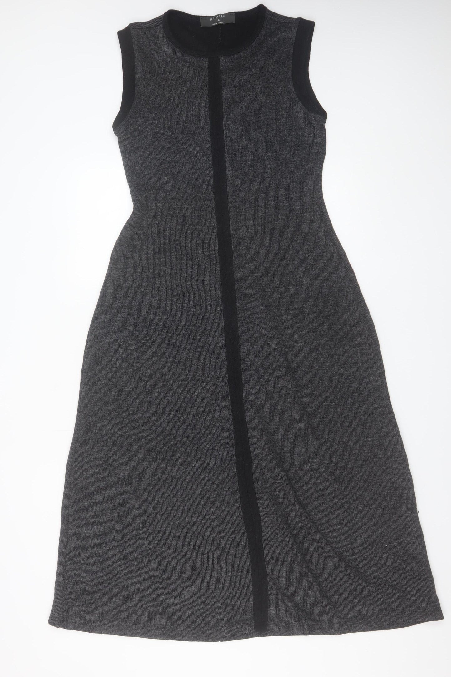 Primark Women Grey Sleeveless A-Line Knit Dress Size S