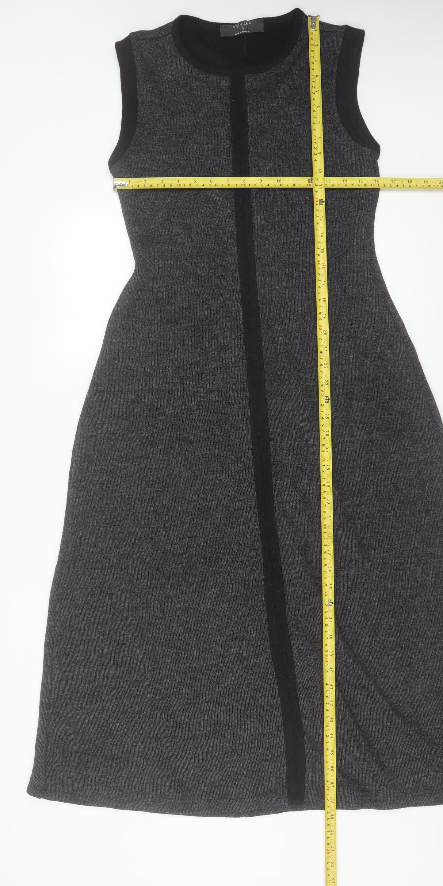 Primark Women Grey Sleeveless A-Line Knit Dress Size S