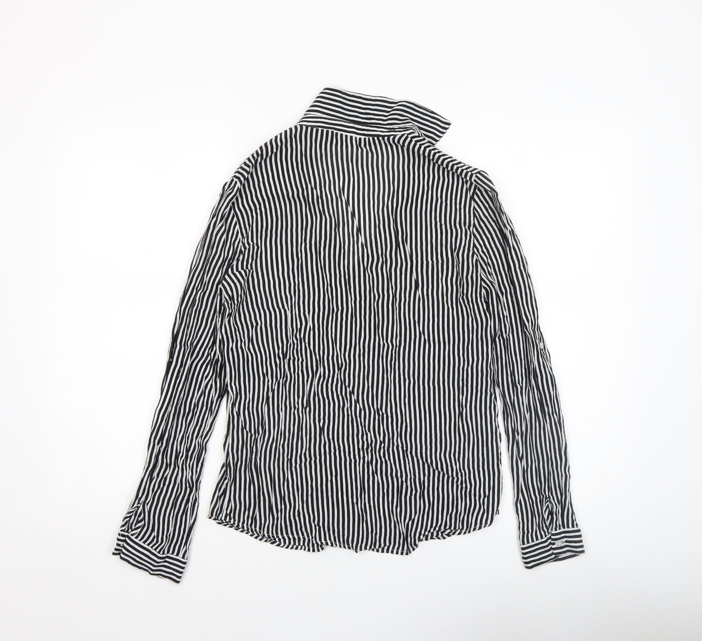 Zara Women’s Black Striped Cotton Button-Up Shirt Size S