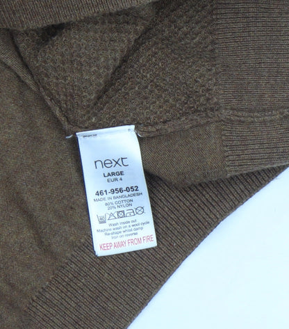 Next Men's Brown Cotton Blend Crew Neck Jumper Size L
