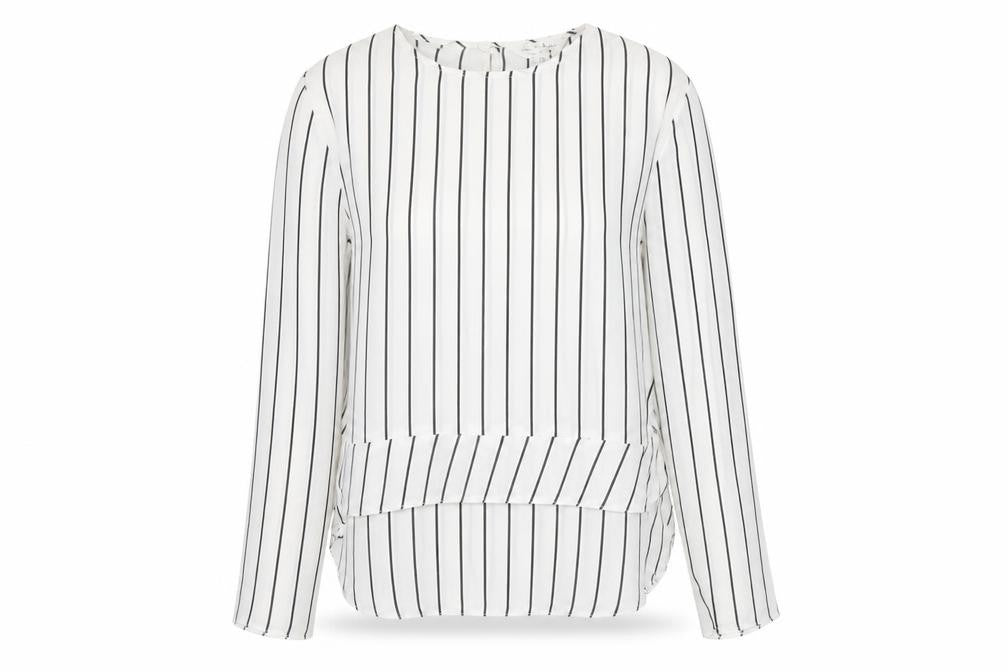 Miss Selfridge Women’s White Striped Long Sleeve Tunic Blouse Size 8