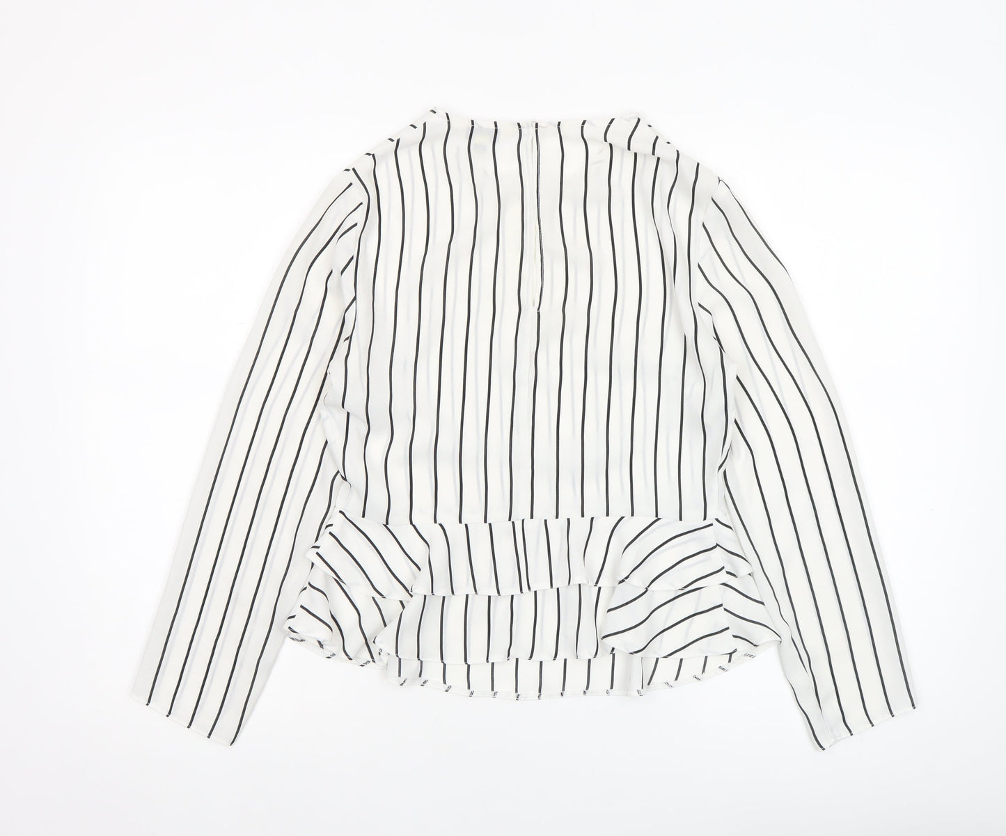 Miss Selfridge Women’s White Striped Long Sleeve Tunic Blouse Size 8