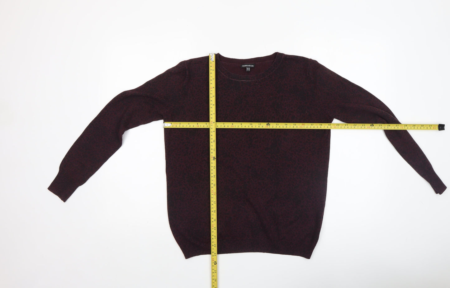Warehouse Women Brown Animal Print Cotton Jumper Size 10