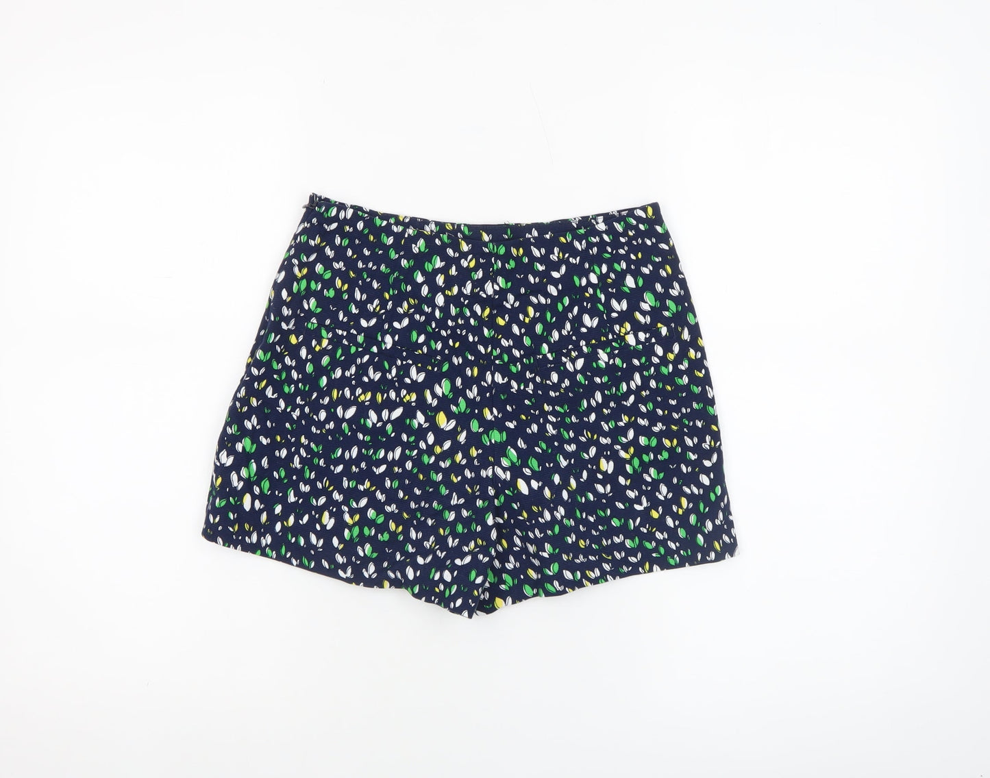 Zara Women Blue Floral Print Chino Shorts XS