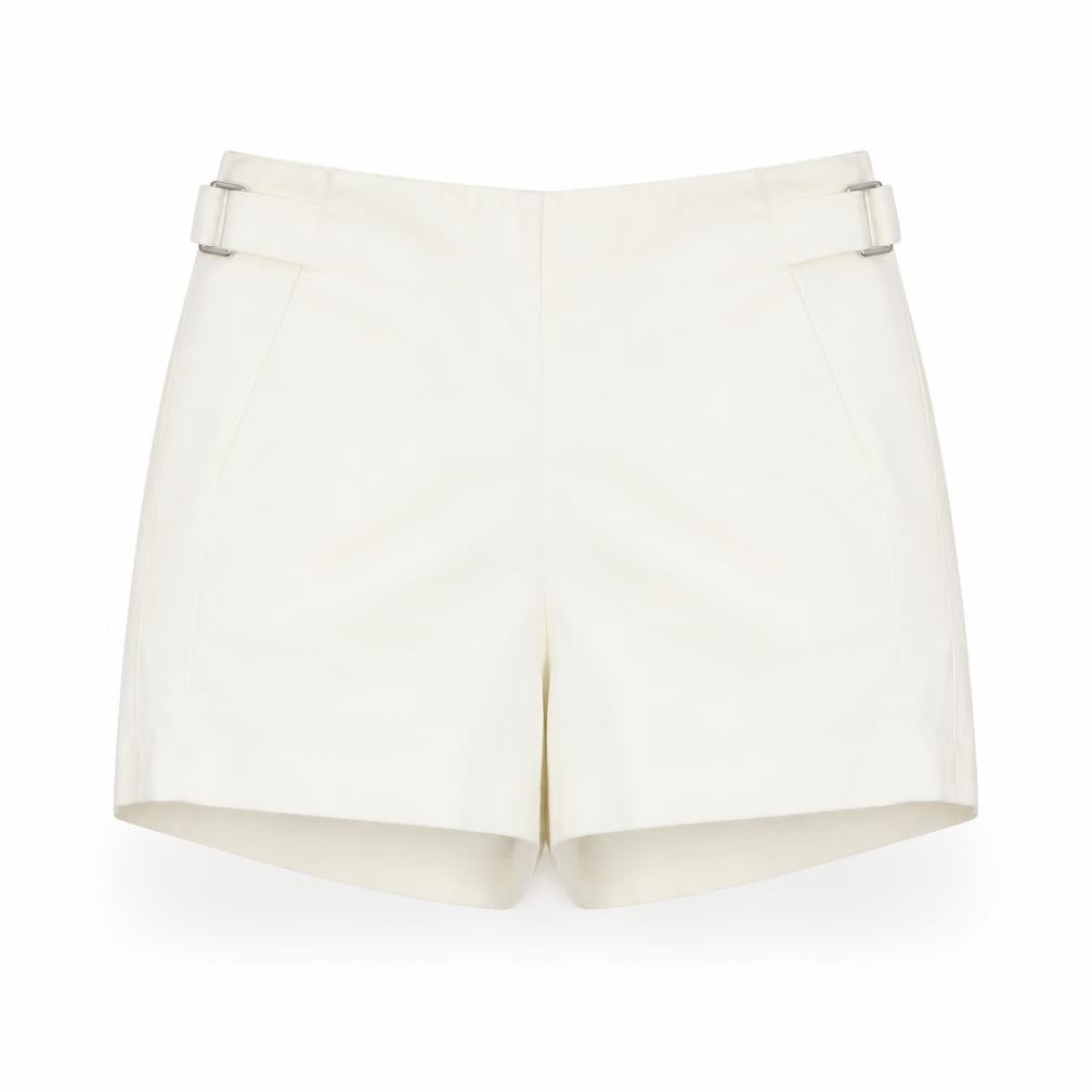 Bershka Women's Ivory Chino Shorts Size 8 with Buckle Detail