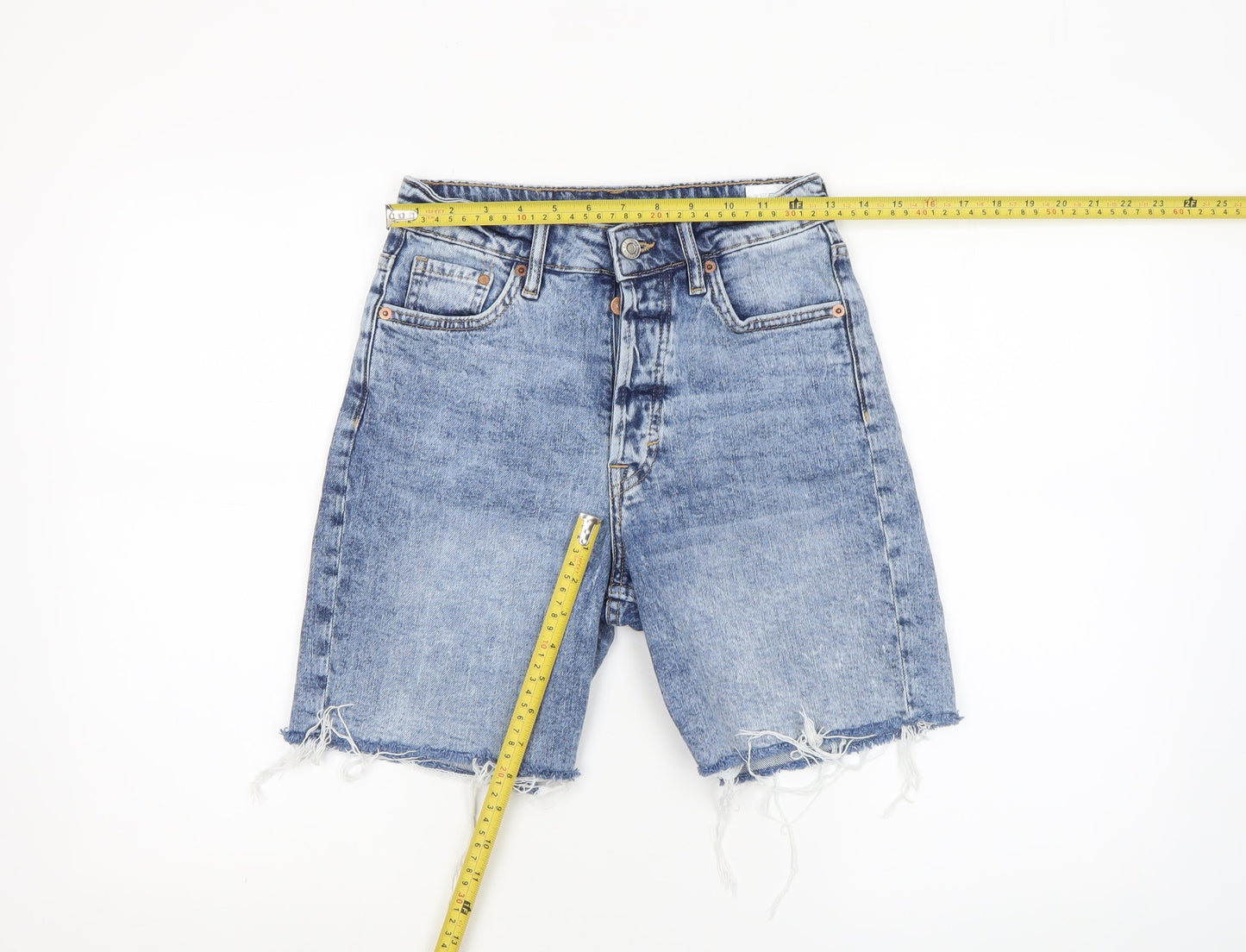 &Denim Womens Blue Size 8 High Waist Bermuda Denim Shorts