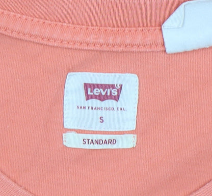 Levi's Men's Orange Cotton Crew Neck Classic Fit T-Shirt Size S