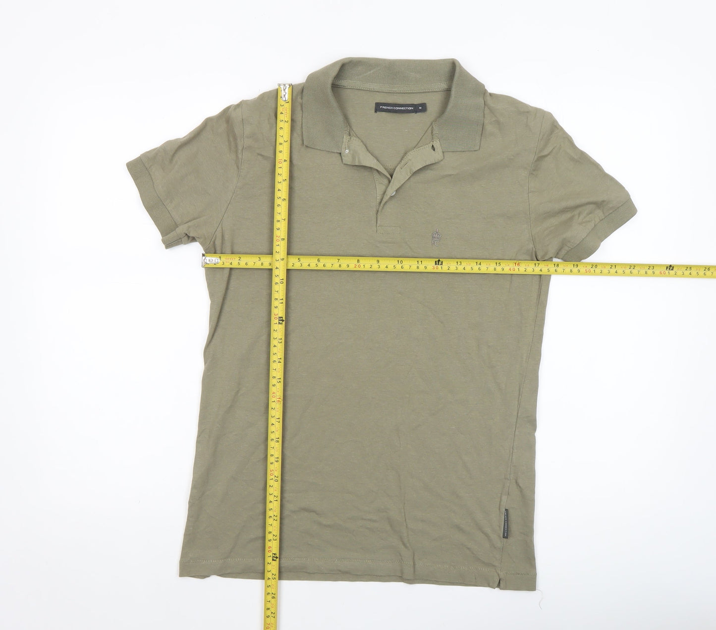 French Connection Men's Green Cotton Polo Shirt Size M