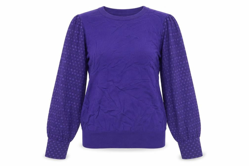 Gallery Womens Purple Polka Dot Sleeve Pullover Jumper M