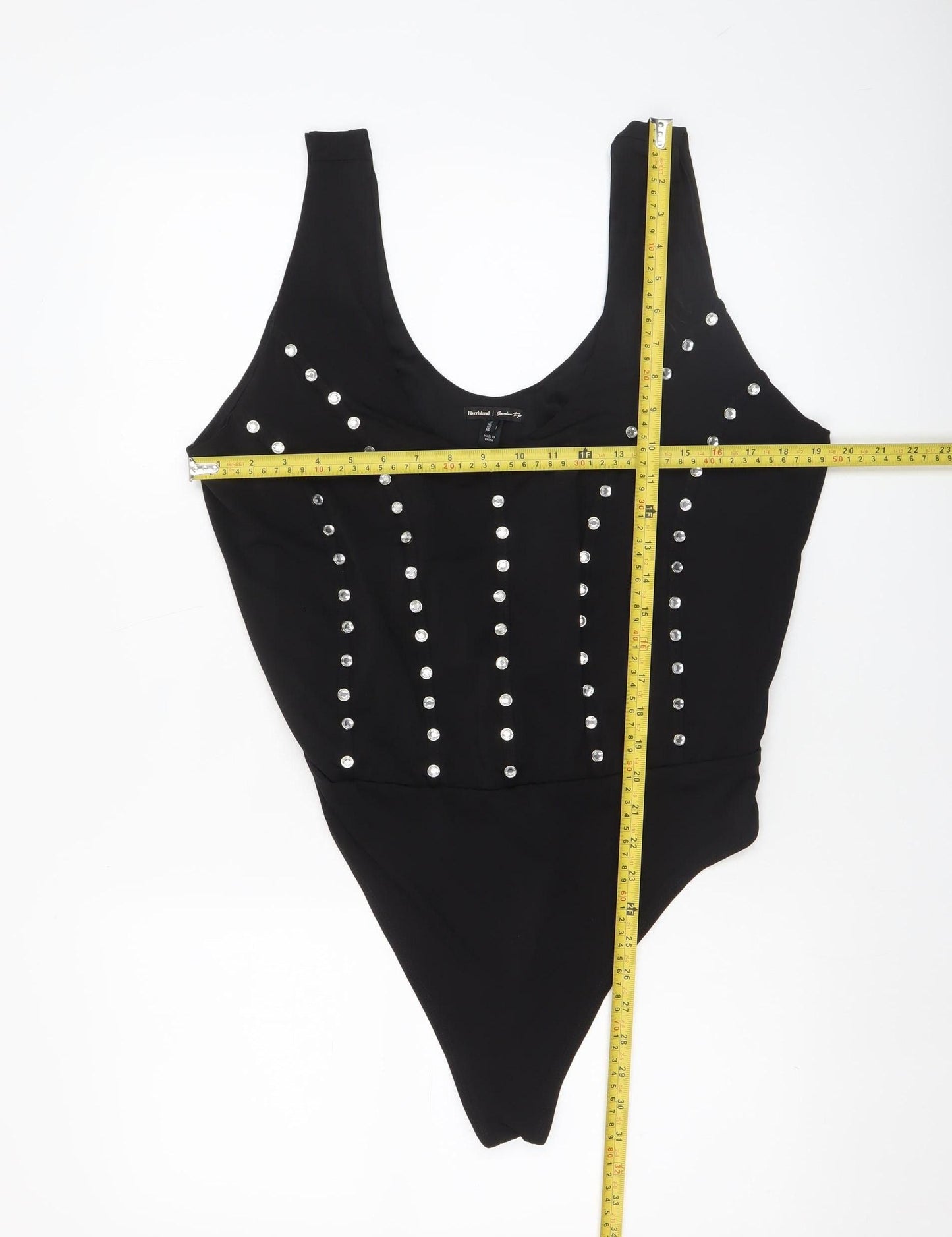 River Island Women’s Black Studded Bodysuit XL Casual Partywear