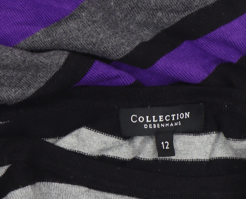 Debenhams Collection Women's Black Grey Purple Striped Jumper Size 12