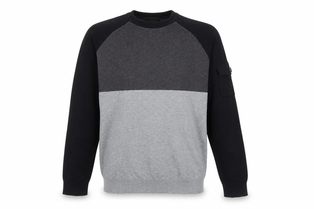 McKenzie Men's Grey Colour Block Crew Neck Jumper Size M