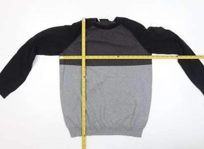 McKenzie Men's Grey Colour Block Crew Neck Jumper Size M