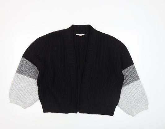 John Lewis ANYDAY Women's Black Colour Block Chunky Knit Cardigan M