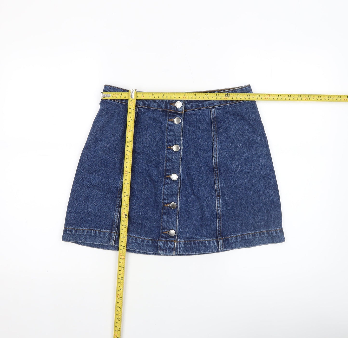 Topshop Women Blue Denim A-Line Short Skirt Size 10