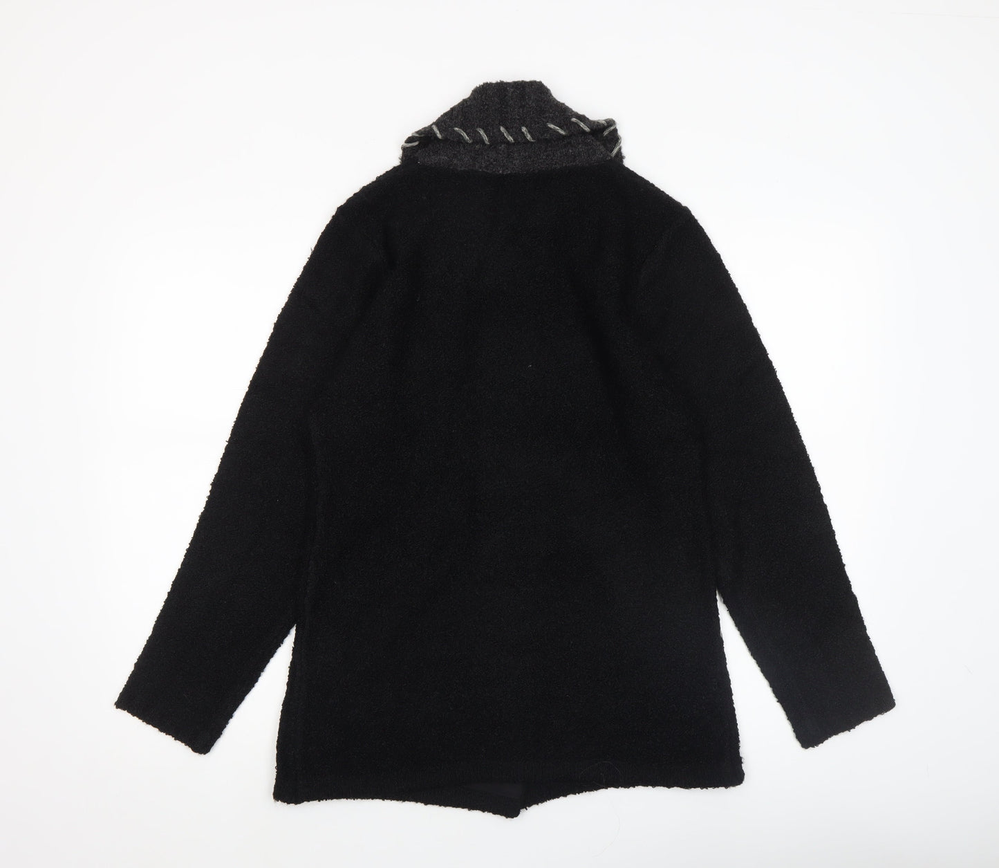 Casamia Womens Black Collared Chunky Knit Cardigan Size S