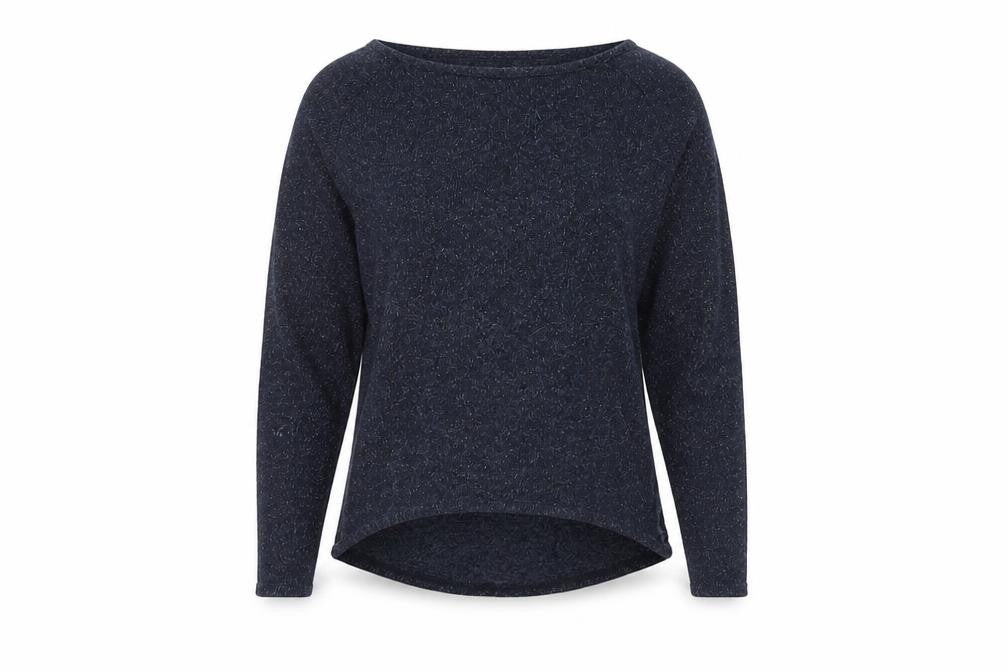 Oasis Women's Blue Metallic Knit Crew Neck Jumper Size S