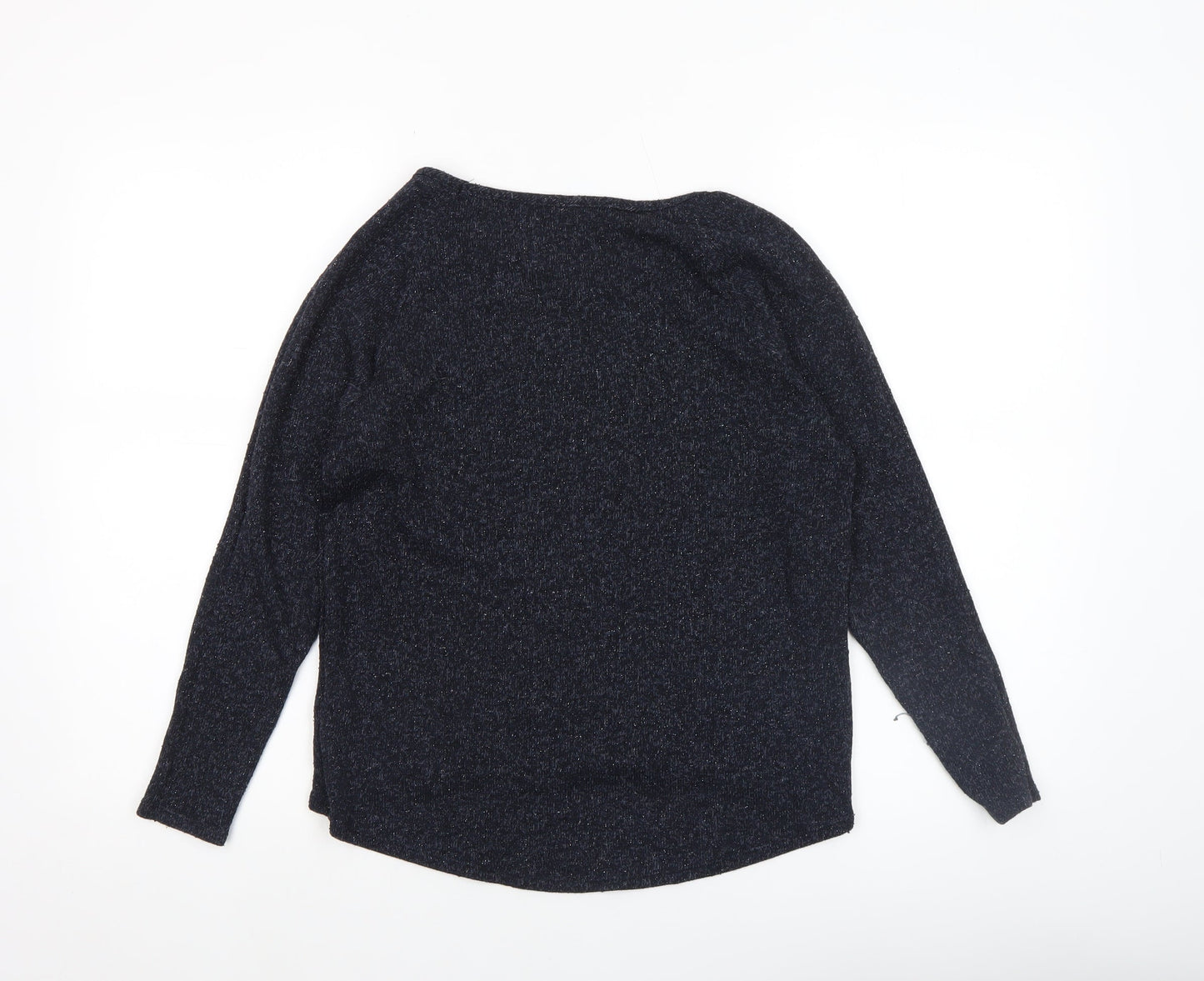 Oasis Women's Blue Metallic Knit Crew Neck Jumper Size S